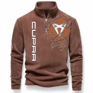 Sport Crossover Half Zip Stand Up Collar Hoodie CAR486 - Brown