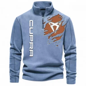 High-Performance SUV Half Zip Stand Up Collar Hoodie CAR486 - Light Blue