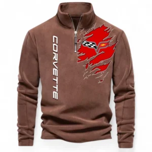 Iconic Speed Machine Half Zip Stand Up Collar Hoodie CAR486 - Brown