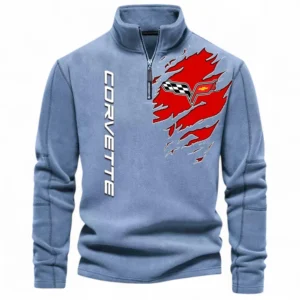 Lightweight Performance Car Half Zip Stand Up Collar Hoodie CAR486 - Light Blue