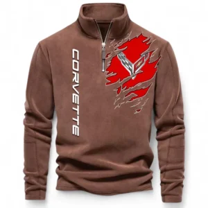 High-Performance Coupe Half Zip Stand Up Collar Hoodie CAR486 - Brown