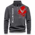 American Muscle Half Zip Stand Up Collar Hoodie CAR486 - Dark Gray