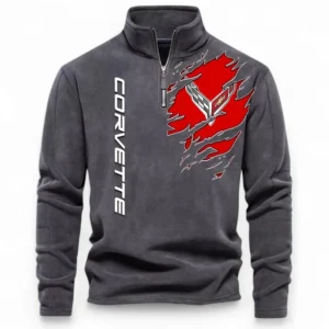 American Muscle Half Zip Stand Up Collar Hoodie CAR486 - Dark Gray