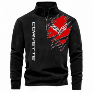 Race-Inspired Car Half Zip Stand Up Collar Hoodie CAR486 - Black