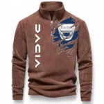 Budget-Friendly Vehicle Half Zip Stand Up Collar Hoodie CAR486 - Brown