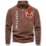 Vintage Sports Coupe Half Zip Stand Up Collar Hoodie CAR486 - Brown