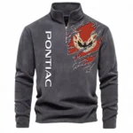 Retro American Car Half Zip Stand Up Collar Hoodie CAR486 - Dark Gray
