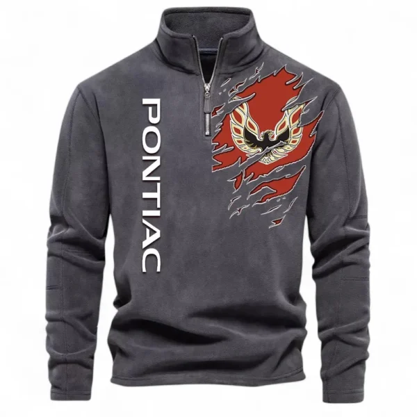 Retro American Car Half Zip Stand Up Collar Hoodie CAR486 - Dark Gray