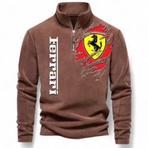 Italian Supercar Half Zip Stand Up Collar Hoodie CAR486 - Brown