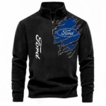 American Car Half Zip Stand Up Collar Hoodie CAR486 - Black
