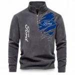 Pickup Truck Half Zip Stand Up Collar Hoodie CAR486 - Dark Gray