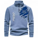 Performance Vehicle Half Zip Stand Up Collar Hoodie CAR486 - Light Blue