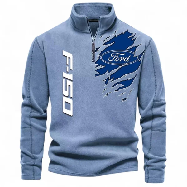 Utility Vehicle Half Zip Stand Up Collar Hoodie CAR486 - Light Blue