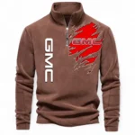 Heavy-Duty Vehicle Half Zip Stand Up Collar Hoodie CAR486 - Brown