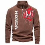 Compact Car Half Zip Stand Up Collar Hoodie CAR486 - Brown