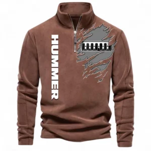 Off-Road SUV Half Zip Stand Up Collar Hoodie CAR486 - Brown