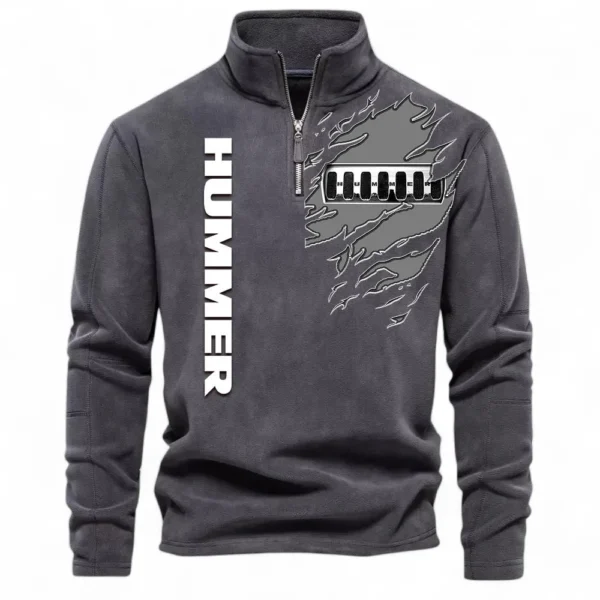 Full-Size SUV Half Zip Stand Up Collar Hoodie CAR486 - Dark Gray