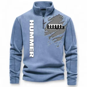 Adventure Vehicle Half Zip Stand Up Collar Hoodie CAR486 - Light Blue