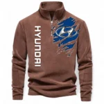 Compact Car Half Zip Stand Up Collar Hoodie CAR486 - Brown