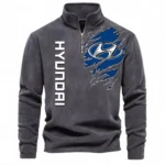 Crossover Half Zip Stand Up Collar Hoodie CAR486 - Dark Gray