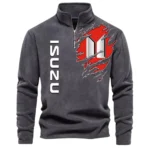 Heavy-Duty Ride Half Zip Stand Up Collar Hoodie CAR486 - Dark Gray