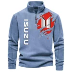 Long-Haul Vehicle Half Zip Stand Up Collar Hoodie CAR486 - Light Blue