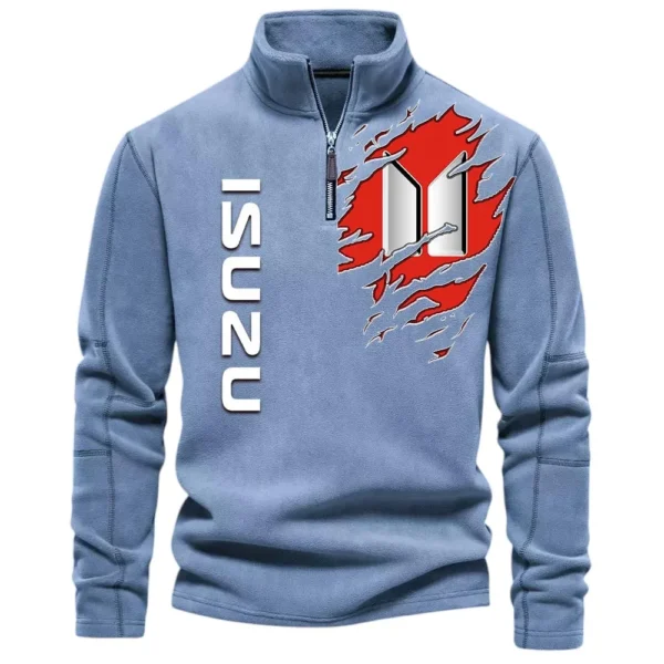 Long-Haul Vehicle Half Zip Stand Up Collar Hoodie CAR486 - Light Blue