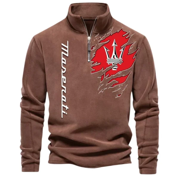 Sports Car Half Zip Stand Up Collar Hoodie CAR486 - Brown