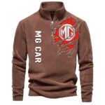 Family Sedan Half Zip Stand Up Collar Hoodie CAR486 - Brown