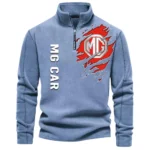 Sporty Coupe Half Zip Stand Up Collar Hoodie CAR486 - Light Blue