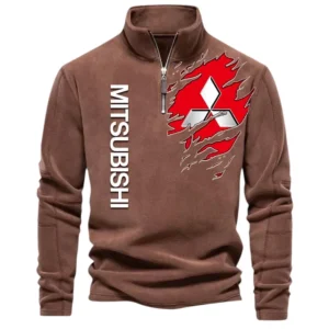 Compact Sedan Half Zip Stand Up Collar Hoodie CAR486 - Brown