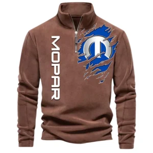 Classic Car Performance Half Zip Stand Up Collar Hoodie CAR486 - Brown