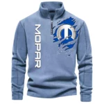 Vintage Car Tuning Half Zip Stand Up Collar Hoodie CAR486 - Light Blue