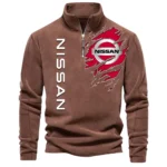 Family Sedan Half Zip Stand Up Collar Hoodie CAR486 - Brown