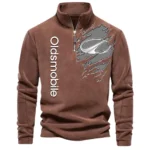 Retro Coupe Half Zip Stand Up Collar Hoodie CAR486 - Brown