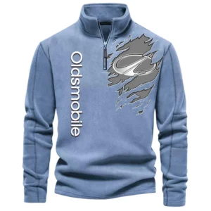 Vintage Roadster Half Zip Stand Up Collar Hoodie CAR486 - Light Blue