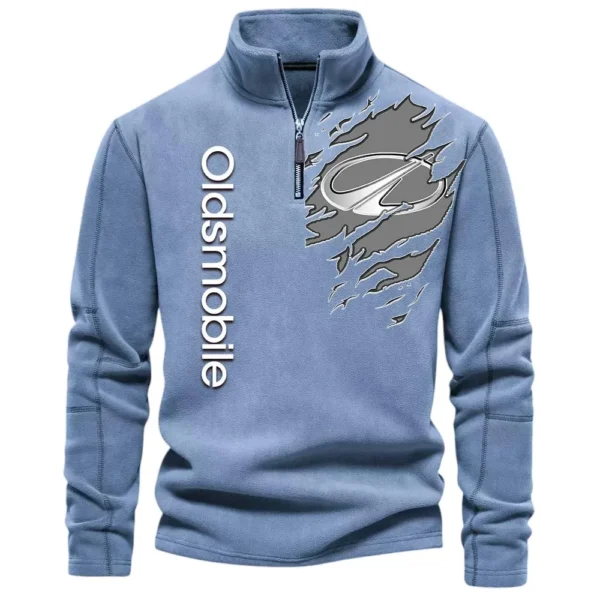Vintage Roadster Half Zip Stand Up Collar Hoodie CAR486 - Light Blue