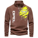 European Sedan Half Zip Stand Up Collar Hoodie CAR486 - Brown