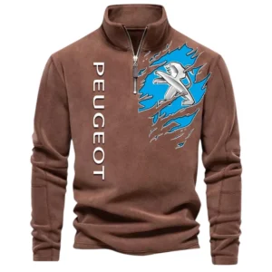 European Sedan Half Zip Stand Up Collar Hoodie CAR486 - Brown