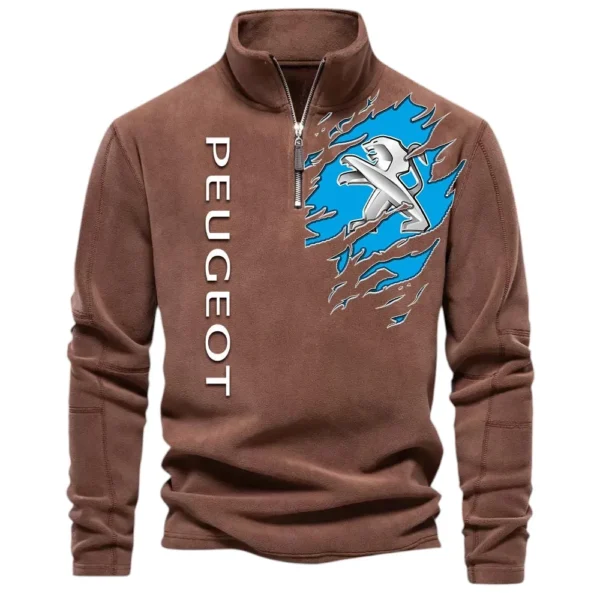 European Sedan Half Zip Stand Up Collar Hoodie CAR486 - Brown