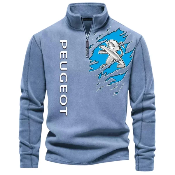 Urban Ride Half Zip Stand Up Collar Hoodie CAR486 - Light Blue