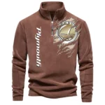 Retro Ride Half Zip Stand Up Collar Hoodie CAR486 - Brown