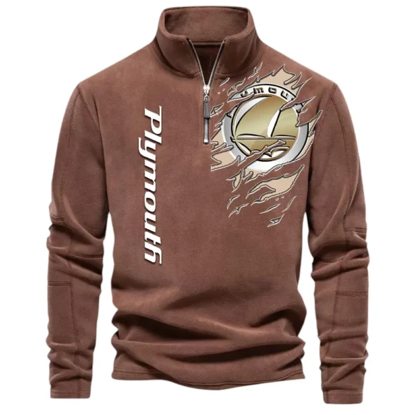 Retro Ride Half Zip Stand Up Collar Hoodie CAR486 - Brown
