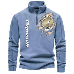 Vintage Car Half Zip Stand Up Collar Hoodie CAR486 - Light Blue