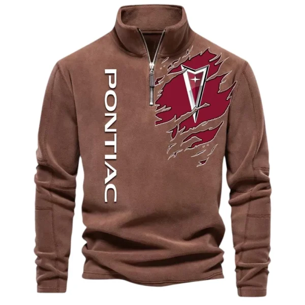 Unique Three-Wheeler Half Zip Stand Up Collar Hoodie CAR486 - Brown