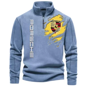 Racing-Inspired Vehicle Half Zip Stand Up Collar Hoodie CAR486 - Light Blue