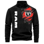 Pickup Truck Brand Half Zip Stand Up Collar Hoodie CAR486 - Black