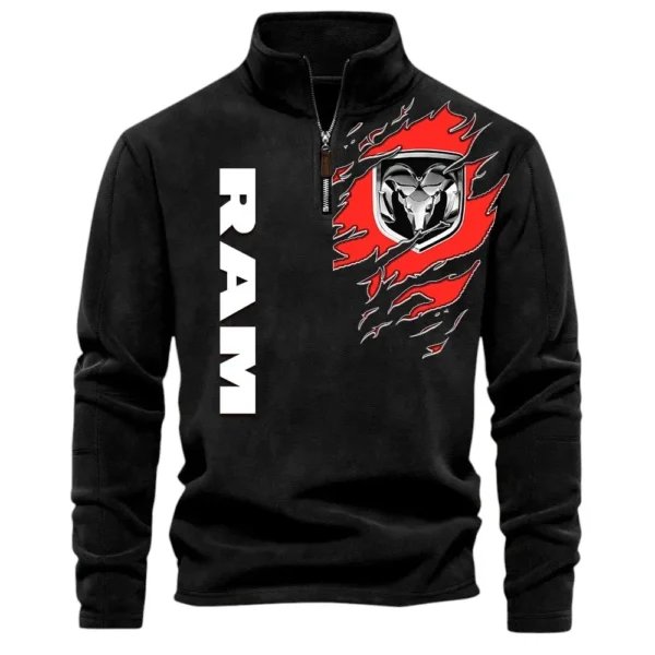 Pickup Truck Brand Half Zip Stand Up Collar Hoodie CAR486 - Black