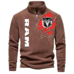 Heavy-Duty Truck Maker Half Zip Stand Up Collar Hoodie CAR486 - Brown