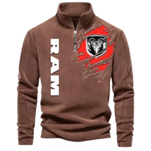 Heavy-Duty Truck Maker Half Zip Stand Up Collar Hoodie CAR486 - Brown